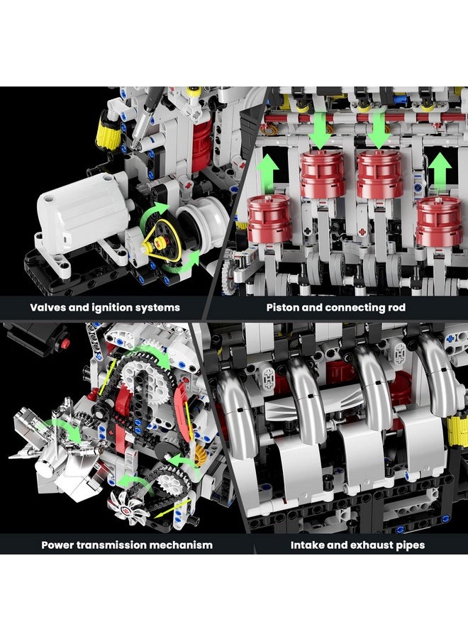 mould king Mould King L4 Engine Building Blocks, Mini Engine Model Kit, 10087 Creative Motor Building Kit, STEM Toys Sets, Gift for Kids 14+ and Adults (1787pcs)  - Image 5