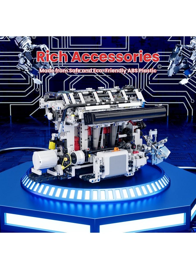 mould king Mould King L4 Engine Building Blocks, Mini Engine Model Kit, 10087 Creative Motor Building Kit, STEM Toys Sets, Gift for Kids 14+ and Adults (1787pcs)  - Image 3