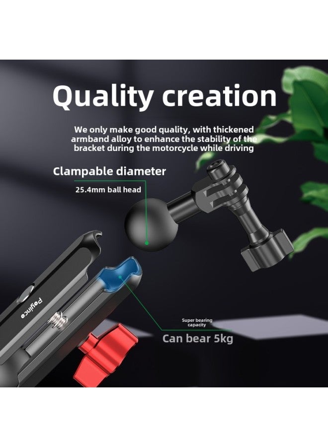 Gopro Motorcycle Rearview Mirror Strong Crab Clamp Bracket Bicycle Sports Camera Aluminum Alloy Pipe Clamp Bracket-Color:Large Tube Clamp Sports Camera Bracket - Image 3