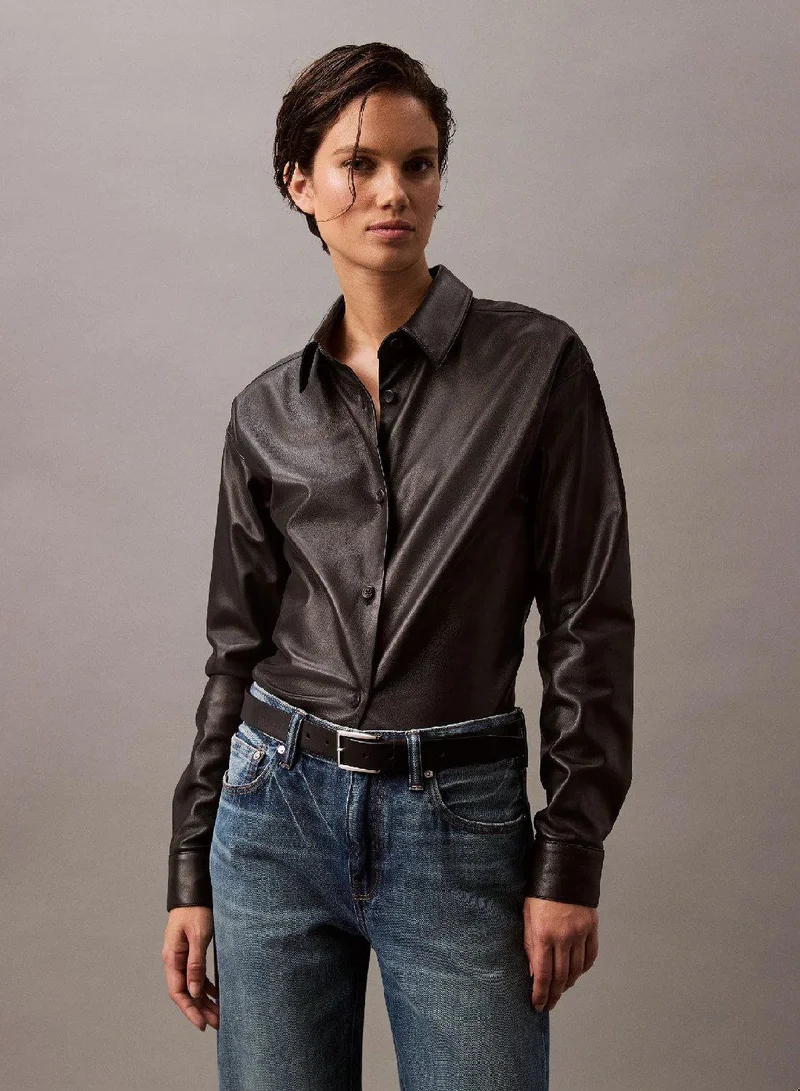 Lamb Suede Button-Down Shirt