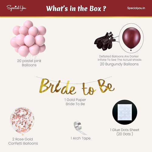 SpecialYou.in Diy Pink Bride To Be Decoration Set Combo Kit For Girls With Banner & Helium Pastel Balloons/ Backdrop/ Bridal Shower Decorations Items/ Photobooth Decorations-45 Items - Image 3