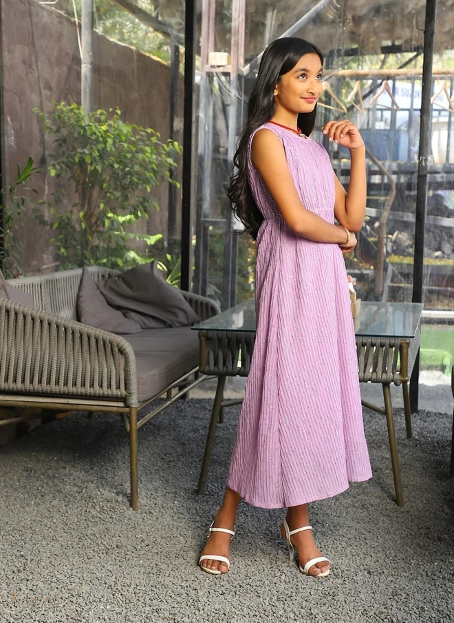 AKS  Purple A-Line Midi Dress for Girls for Women | Best Price UAE