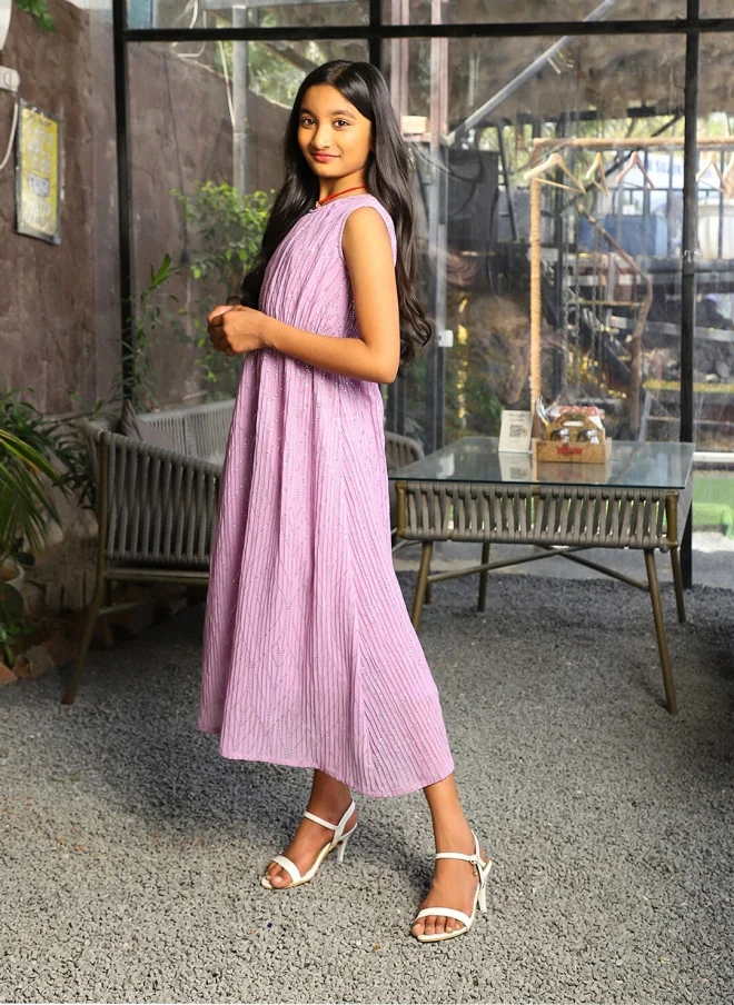 AKS  Purple A-Line Midi Dress for Girls for Women | Best Price UAE