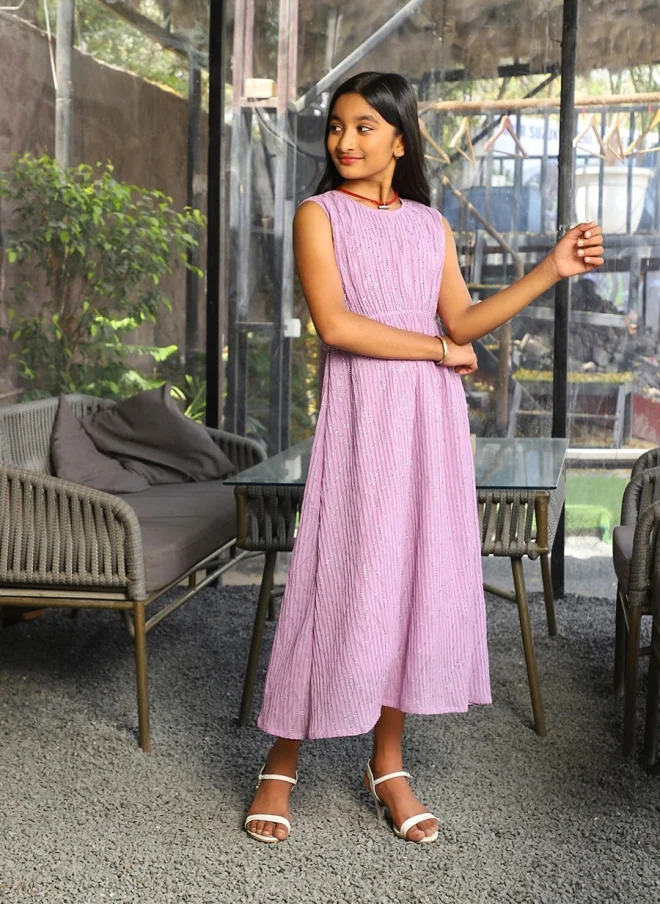 AKS  Purple A-Line Midi Dress for Girls for Women | Best Price UAE