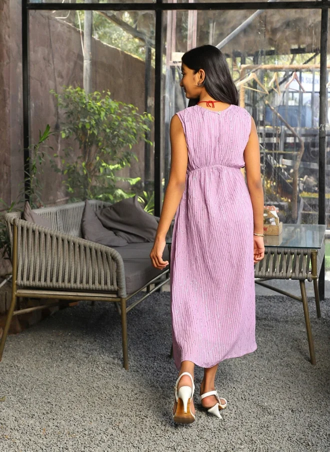 AKS  Purple A-Line Midi Dress for Girls for Women | Best Price UAE