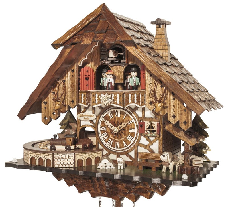 Engstler Engstler Quartz Cuckoo Clock Black Forest House with Music Dancers and Moving Train EN 48710 QMT 