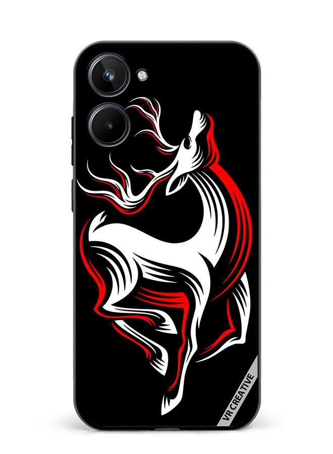 VR CREATIVE Protective Case Cover For Realme 10 Deer On A Black Design Multicolour - Image 1