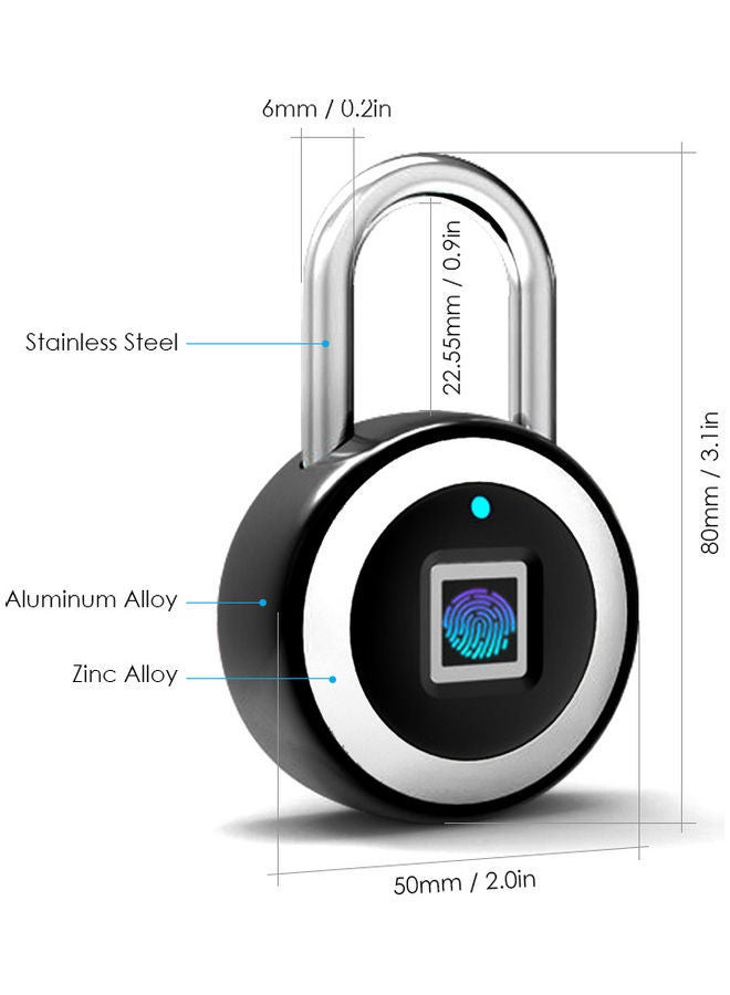 NIBEMINENT Smart Bluetooth Fingerprint Padlock Black  - Image 2