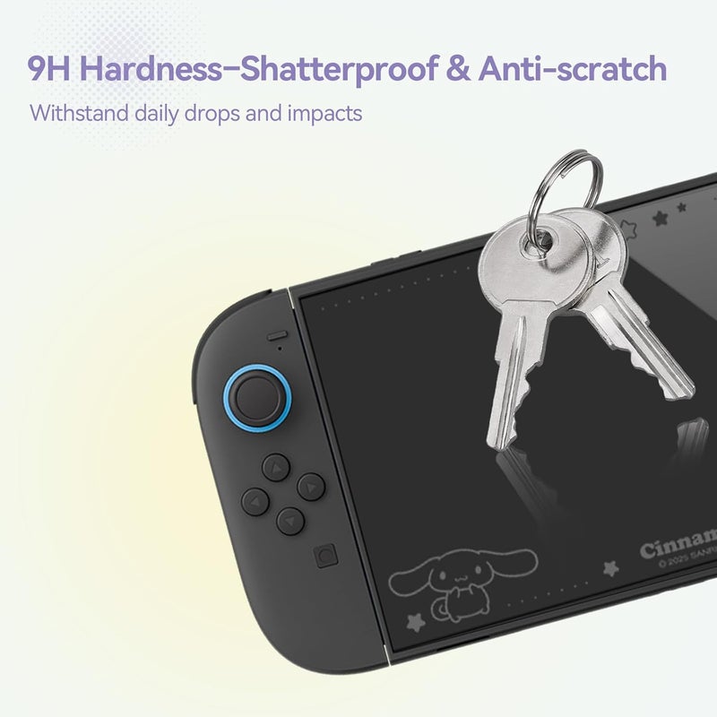 Kuitmor Screen Protector Compatible with Switch 2, High-Alumina Tempered Glass with Hidden Pattern - 9H Hardness Anti-Scratch, Bubble-Free Installation Kit, Ultra HD Clear 1 Pack (DEG Dog) - Image 3
