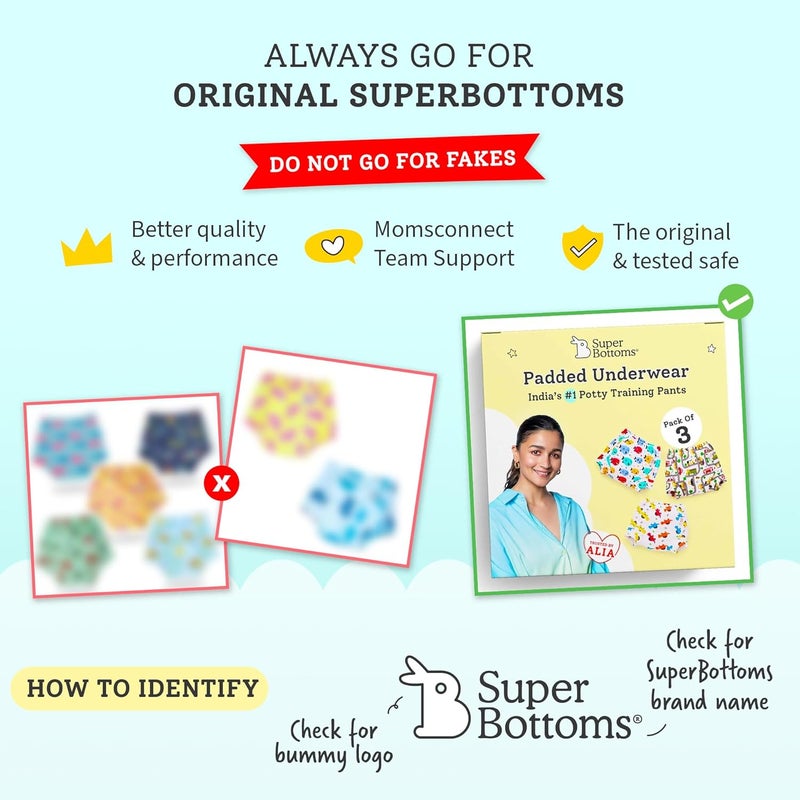 Superbottoms سروال داخلي مبطن - سروال داخلي شبه مقاوم للماء / سراويل تدريب على استخدام المرحاض (مستكشف، الحجم 3) - Image 3