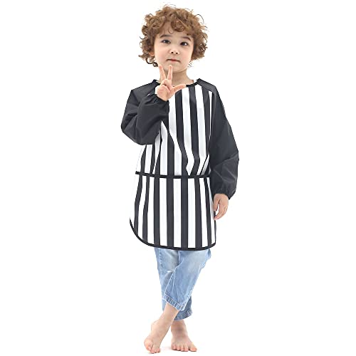 Plie Waterproof Kids Art Smocks 20 Colors (Age 1-10, S-XXL size), Black Stripe (59-XXL) - Image 1