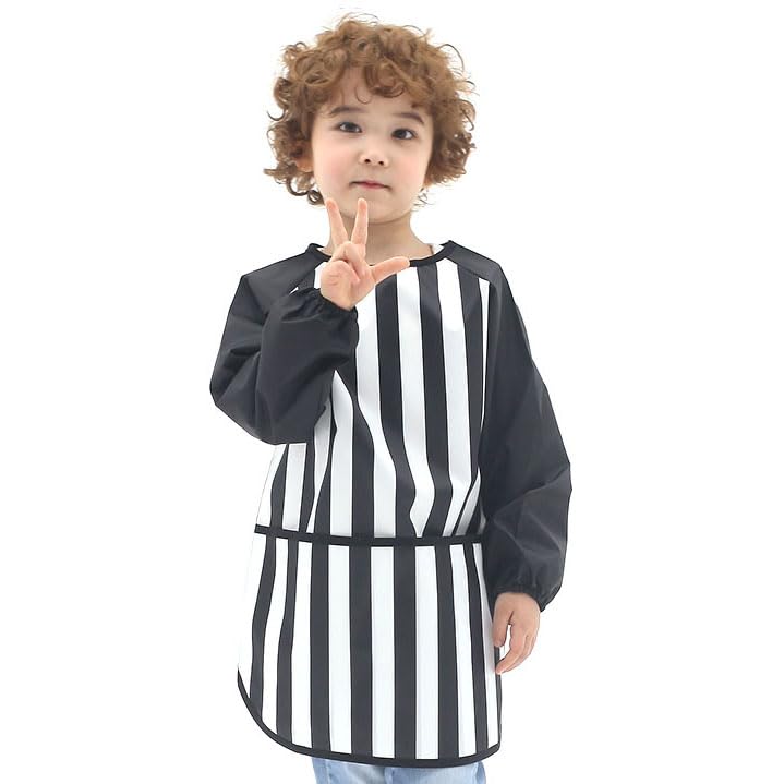 Plie Waterproof Kids Art Smocks 20 Colors (Age 1-10, S-XXL size), Black Stripe (59-XXL) - Image 2