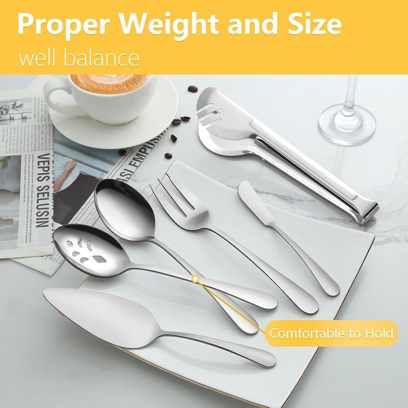 Pleafind 18Piece Stainless Steel Utensil Set  Serving Spoons Slotted Spoons Forks Tongs Pie Server Butter Knife for Parties  Banquets - Image 5