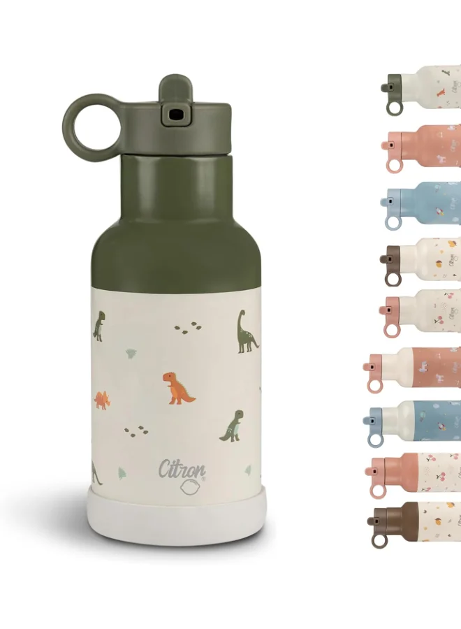 Citron Kids Water Bottle350 Ml , Vacuum Insulated Stainless Steelleak Proof, Eco - Friendly, Perfect For School And Traveldino - Green