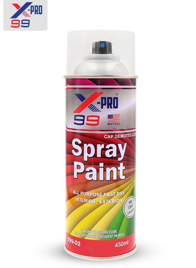 Xpro Professional Grade X-PRO 99 Spray Paint in Clear Lacquer Finish (X99-02) - 450ml All-Purpose, Fast-Dry Coating for Furniture and Other Surfaces - Image 2