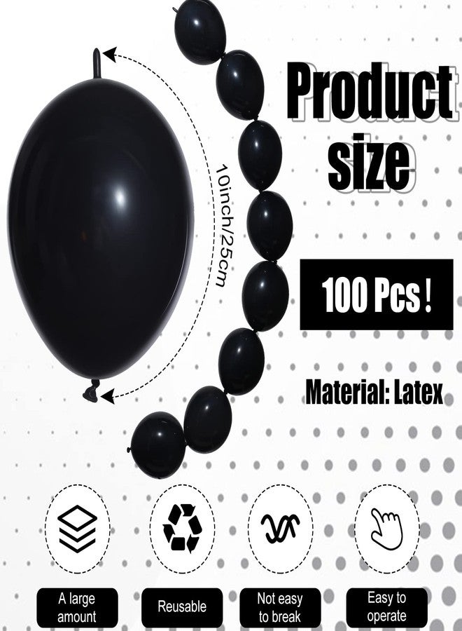 Meanplan 100 Pcs Link Balloon Linking Balloon Latex Linkable Balloons Connected Wedding Party Decoration(Black,10 Inch) - Image 2