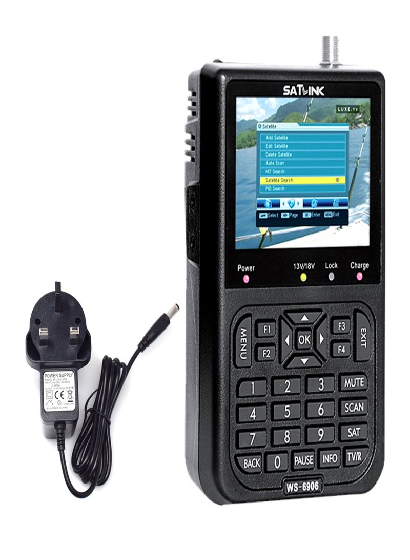جهاز كشف إشارة القمر الصناعي الرقمي بشاشة LCD 3.5 بوصة SATLINK WS6906 - Image 1