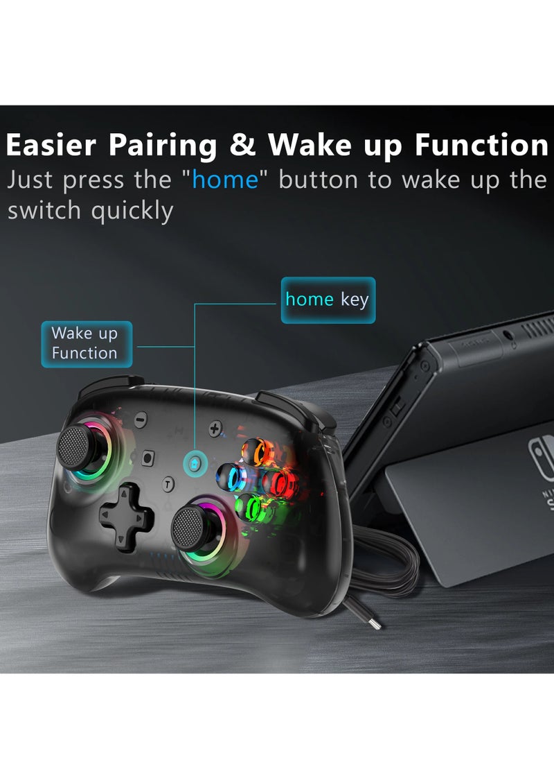 Generic KS39B Gamepad, Portable Wireless Mini Game Controller, Durable Adjustable Turbo 6 Axis Joystick, Colorful RGB Light Gamepad For Switch, lite, OLED, Android, MacOS, (1pc, Black)  - Image 5