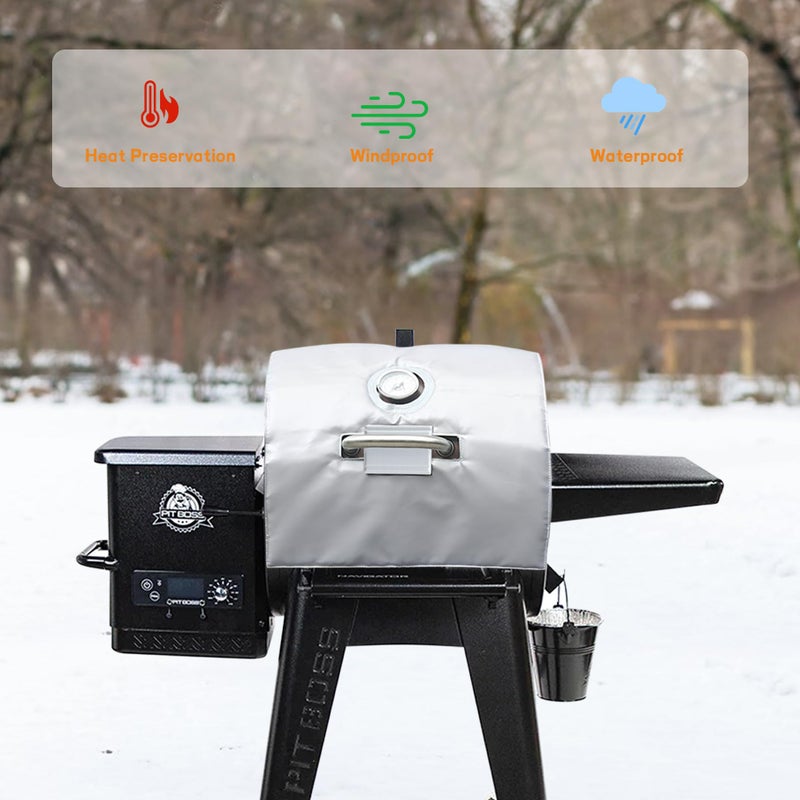 FlameDuty Insulation Blanket for Pit Boss Lexington/Sportsman/Navigator 550/540/500 Wood Pellet Smoker Grill,PB500NX PB500SP PB550G Insulation Blanket Grill Accessory for Winter Smoking,Silver - Image 5