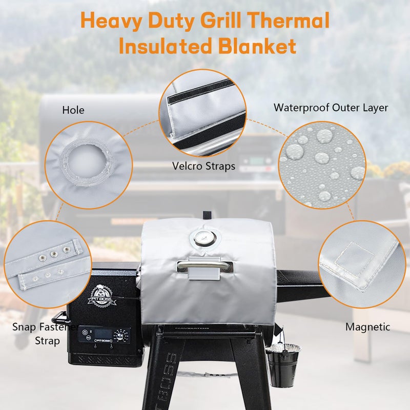 FlameDuty Insulation Blanket for Pit Boss Lexington/Sportsman/Navigator 550/540/500 Wood Pellet Smoker Grill,PB500NX PB500SP PB550G Insulation Blanket Grill Accessory for Winter Smoking,Silver - Image 4