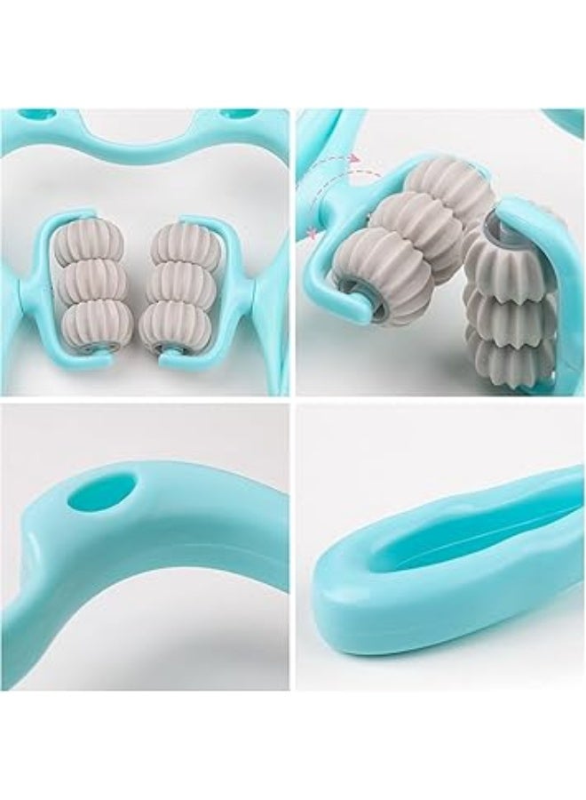 6-Wheel Manual Neck Massager – Deep Tissue Pressure Roller for Neck & Shoulder Pain Relief (Blue) - Image 2