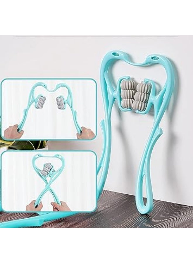 6-Wheel Manual Neck Massager – Deep Tissue Pressure Roller for Neck & Shoulder Pain Relief (Blue) - Image 3