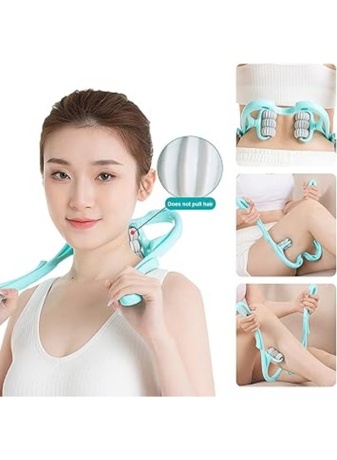 6-Wheel Manual Neck Massager – Deep Tissue Pressure Roller for Neck & Shoulder Pain Relief (Blue) - Image 4