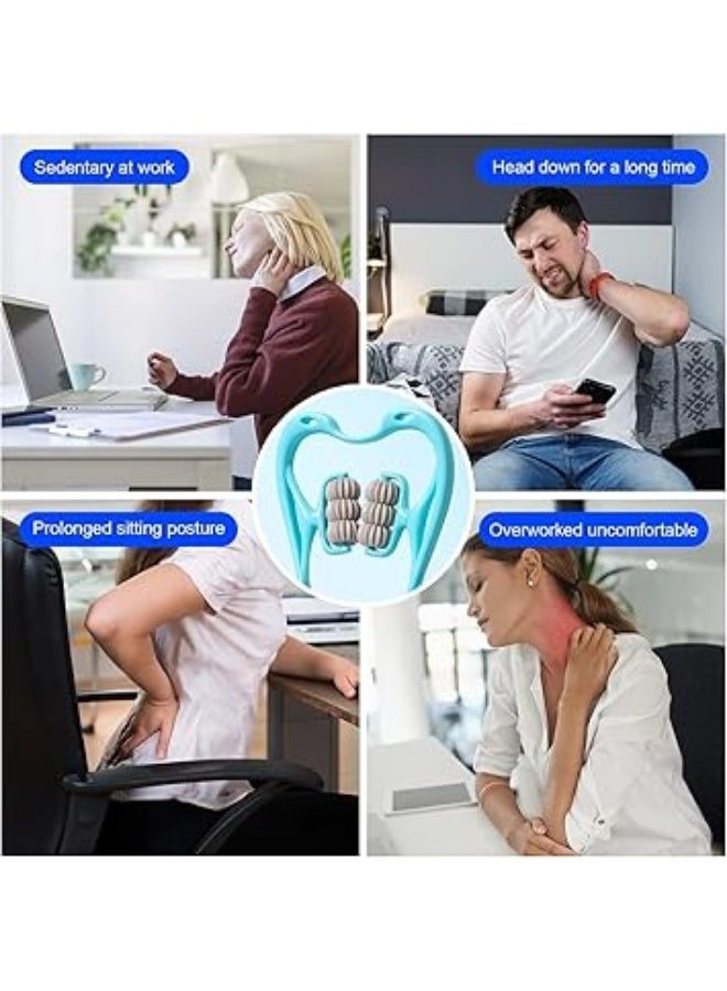 6-Wheel Manual Neck Massager – Deep Tissue Pressure Roller for Neck & Shoulder Pain Relief (Blue) - Image 5