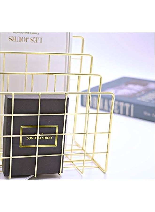 Magazine Holder,Desktop Letter Sorter, Organizer Rack for Home Office Mails Books Files Brochures Postcards Makeups and More, 3 Slot(Gold) - Image 5