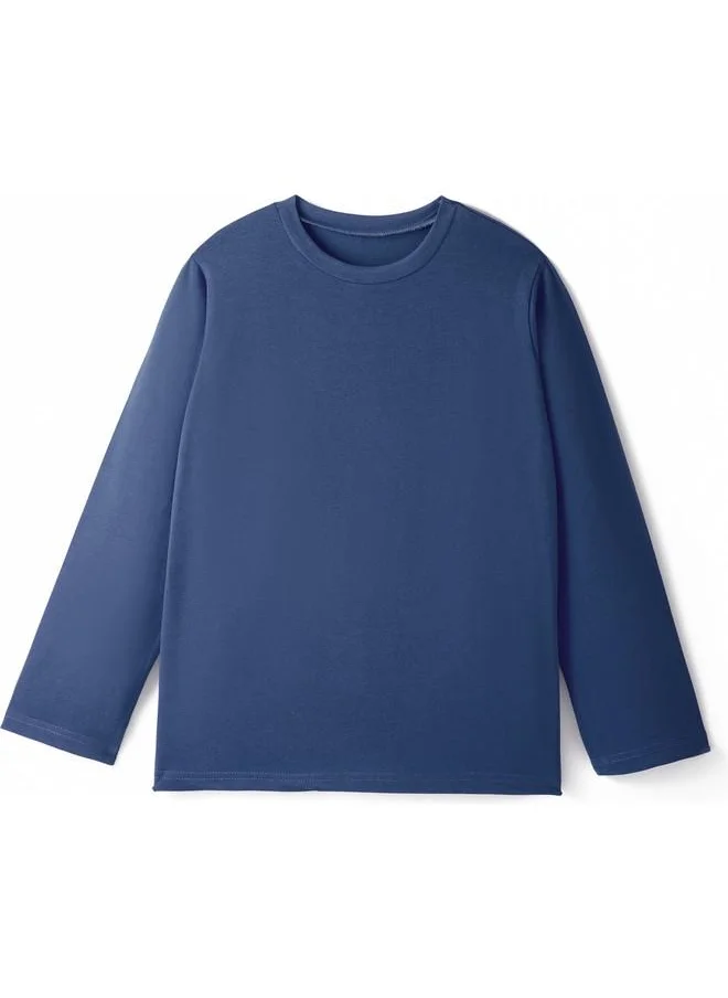 جون June Unisex Kids Long Sleeve 2-Pack Plain Tshirt Indigo - Anthracite