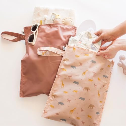 Tiny Twinkle Mess Proof Wet Bags 2Pack Reusable Waterproof Wet Bags for Swimsuits Baby Clothes Travel Diaper Bag Petite Safari - Image 3