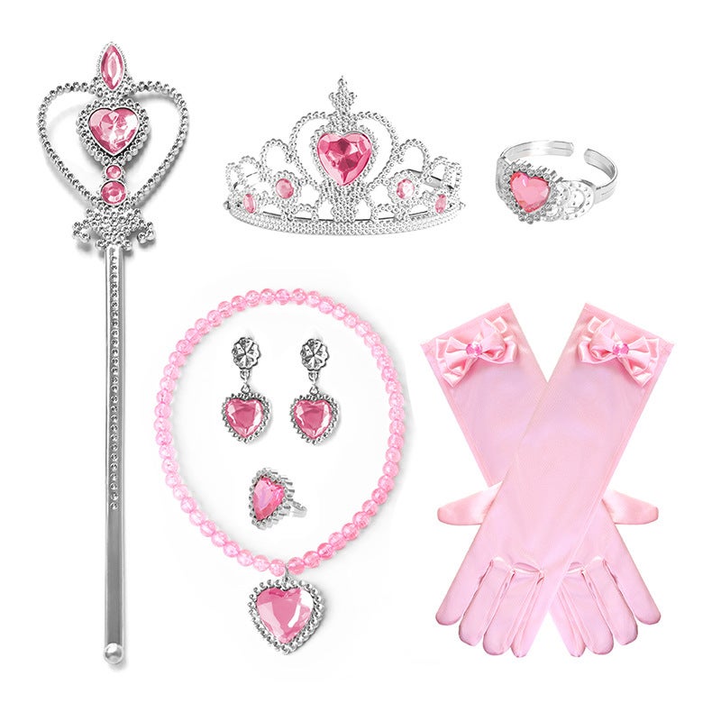 Generic Frozen Princess Heart Necklace Set F15 pink suit