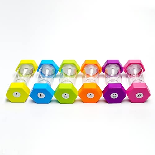SANDTIMER 6 Pcs Colorful Hourglass Sandglass Timer Sand Timer Sand Clock Timer 1/3/5/10/20/30 Minutes Visual Hourglass Set for Games Classroom Kids Office Kitchen Decor - Image 2