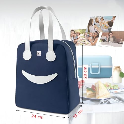 NFI essentials Insulated Lunch Bag for Men Women Large Tiffin Carry Bag Travel Lunch Box Organizer for Office, School, College, Leak-Proof Lunch Cooler Bag (Blue) - Image 4