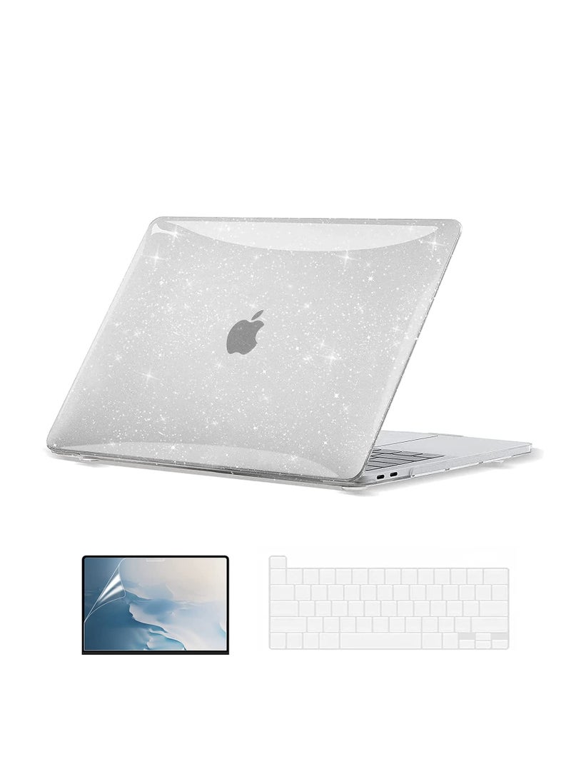 جراب متوافق مع MacBook Pro مقاس 13 بوصة M2 2023--21، 2020-2016 M1 A2338 A2251 A2289 A2159 A1989 A1706 A1708 Touch Bar، جراب صلب لامع شفاف + غطاء لوحة مفاتيح + واقي شاشة - Image 1