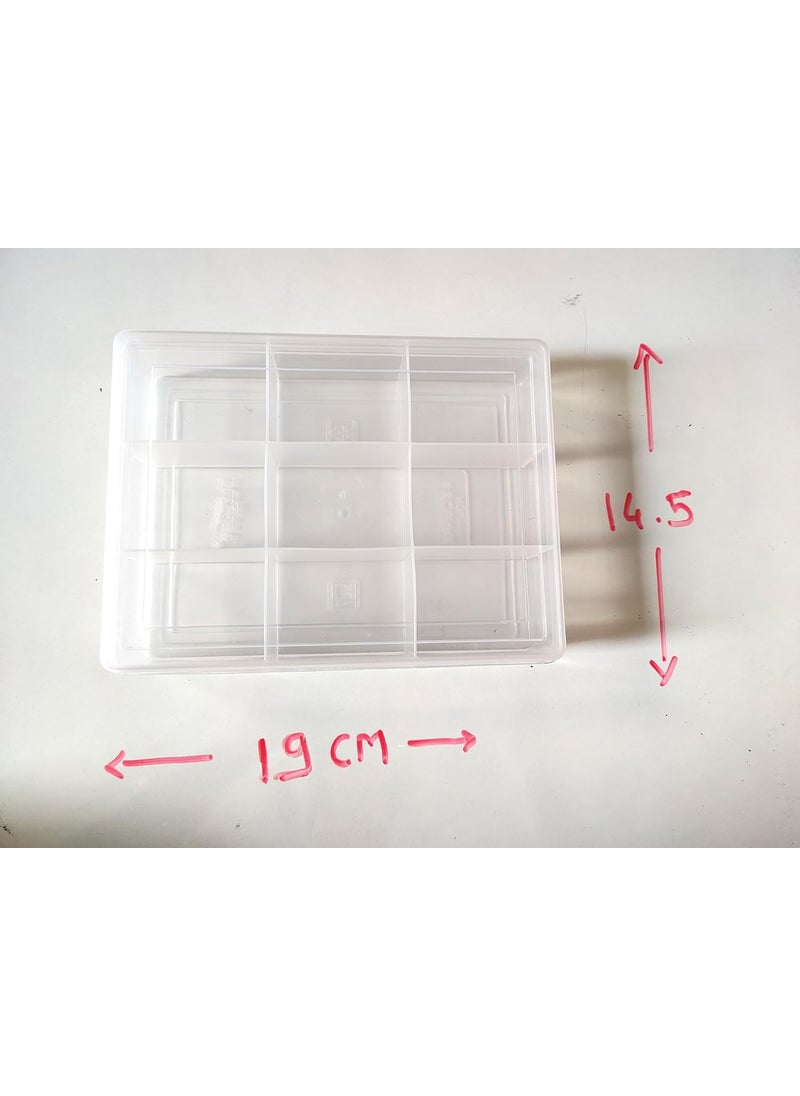 Teraiya's Teraiyas 9 Partition Storage Plastic Box Organizer for Jewelry Watches Necklaces Bracelets Earrings length 19 cm Breadth 145 cm 2 pieces With Free Small Square Box 4 Pcs  - Image 3