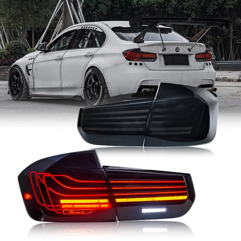 T TABC M4 CSL Style Tailight Compatible with 20132018 BMW F30 F31 Tail Light 320i 330i 335i 330e 340i 328d 328i xdrive M3 Rear Lights Smoke Sequential Accessory Not Fit Gran GT Replacement Laser S
