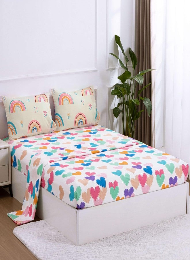 Btargot 5 Piece Multi-Color Rainbow Comforter Set for Girls Boys Kids, Twin Size Cartoon Love Hearts Flowers and Sun Star Bedding Set, Bed in a Bag with Comforter, Sheets and Pillowcases - Image 2