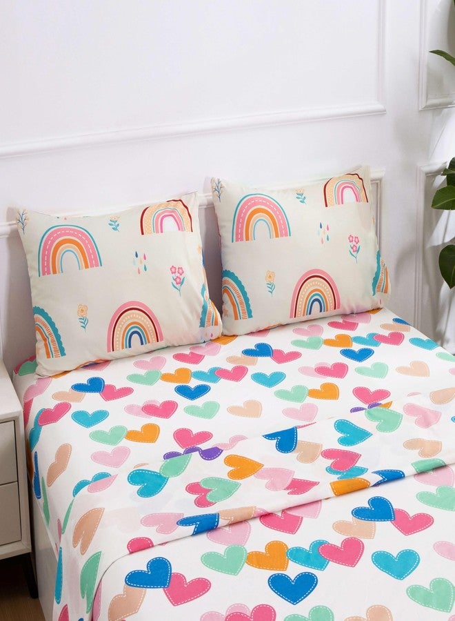 Btargot 5 Piece Multi-Color Rainbow Comforter Set for Girls Boys Kids, Twin Size Cartoon Love Hearts Flowers and Sun Star Bedding Set, Bed in a Bag with Comforter, Sheets and Pillowcases - Image 3