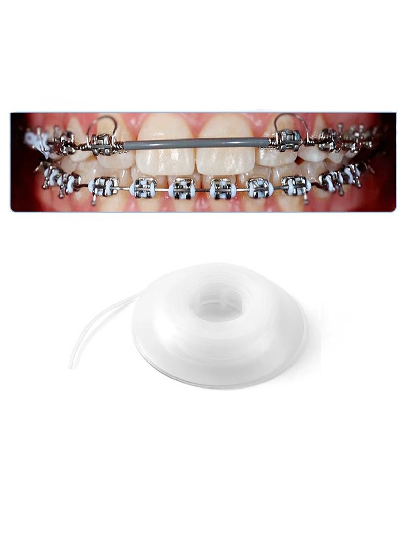 هالونهي غلاف سلك قوس احترافي، سلك قوس بتصميم أنبوبي بطول 5 أمتار مع بلاستيك، سلك تقويم الأسنان، سلك تقويم الأسنان الاحترافي ذو سطح ناعم للأسنان (أبيض) - Image 1