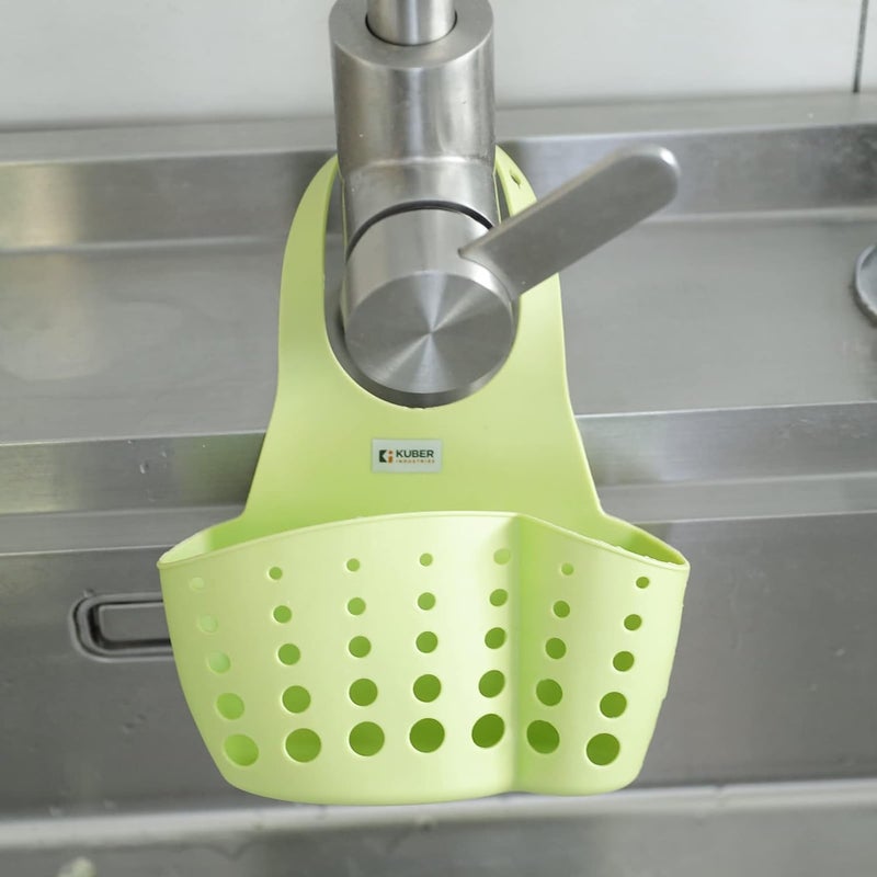 Kuber Industries Kuber Industries Kitchen & Bathroom Organizer|Multipurpose Basket Shelf|Adjustable Snap Fastener|Non-Toxic & Odor-Less|Flexible & Durable|Smart Drainage Holes|Pack of 2 Multicolor  - Image 2