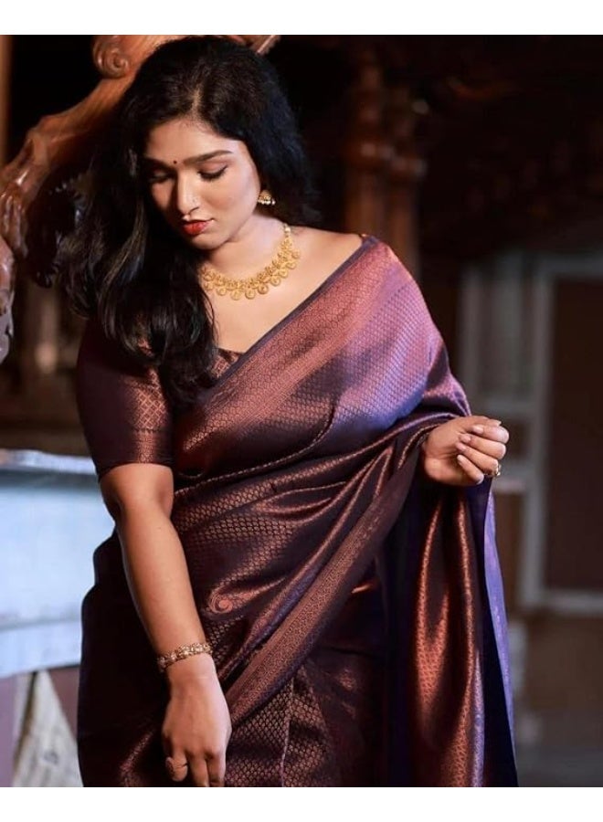 Avantika Fashion Women's Kanjivaram Soft Semi Silk Banarasi Sarees With Blouse Piece. - Image 4