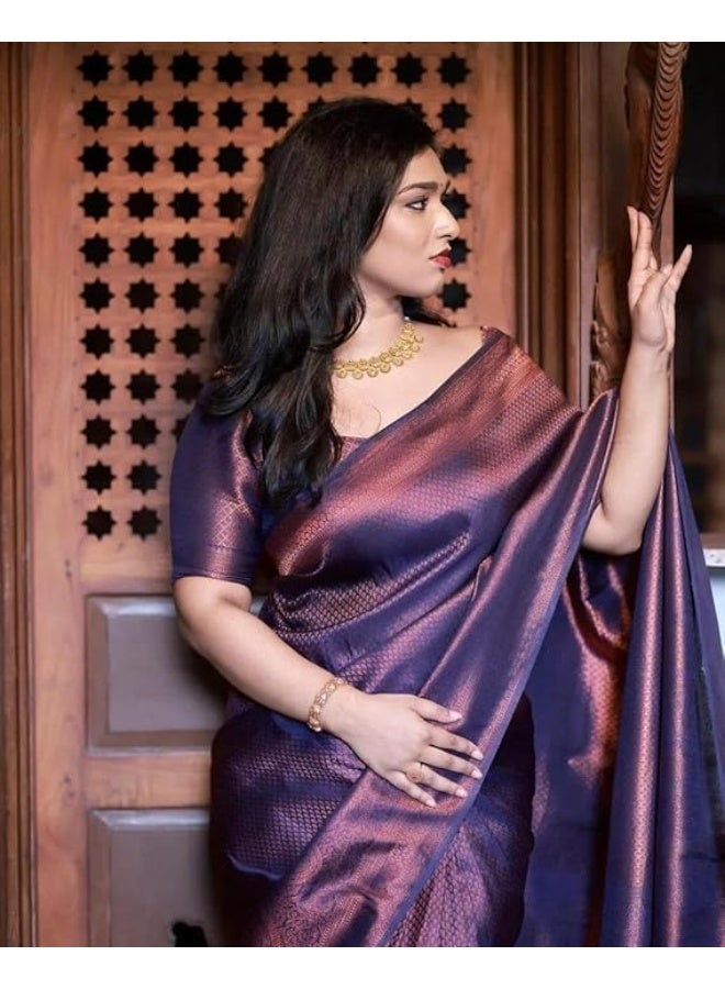 Avantika Fashion Women's Kanjivaram Soft Semi Silk Banarasi Sarees With Blouse Piece. - Image 3