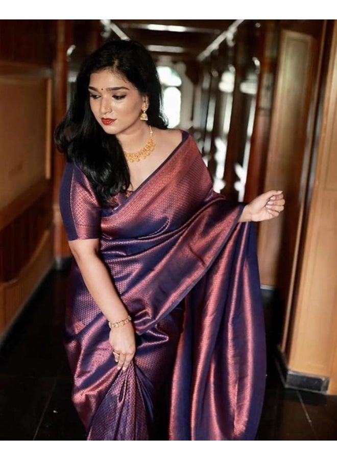 Avantika Fashion Women's Kanjivaram Soft Semi Silk Banarasi Sarees With Blouse Piece. - Image 2