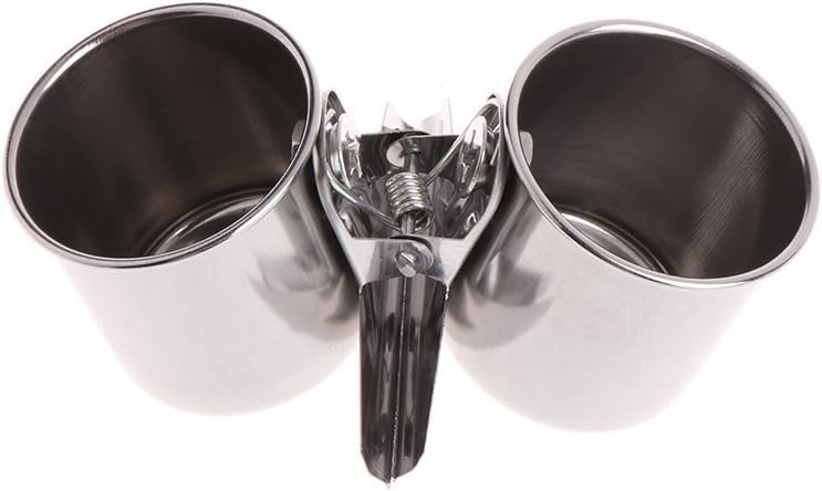 Jizlan Silver Parrot Feeding Cups Hanging Pet Animal Stainless Steel Birdcage Bowls Bird Bowls for Cage Parakeet Bird Cage Accessories Suitable Small Medium Bird Pet Supplies - Image 1