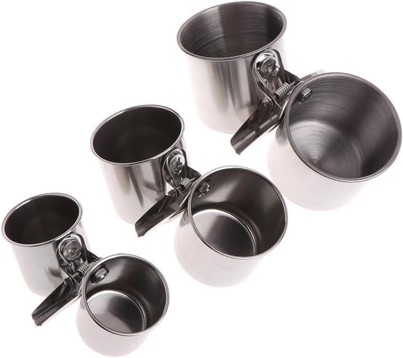 Jizlan Silver Parrot Feeding Cups Hanging Pet Animal Stainless Steel Birdcage Bowls Bird Bowls for Cage Parakeet Bird Cage Accessories Suitable Small Medium Bird Pet Supplies - Image 4