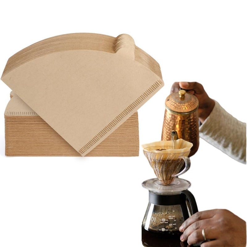 SEMITO Coffee Filters Size 02 Cone Filters Disposable Natural Paper Filters 24 Cup For Pour Over and Drip Coffee Maker Unbleached Wood Pulp Paper Coffee Filter for Pour Over and Drip Coffee Maker - Image 1