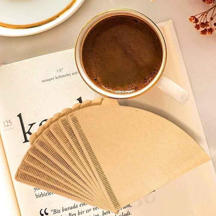 SEMITO Coffee Filters Size 02 Cone Filters Disposable Natural Paper Filters 24 Cup For Pour Over and Drip Coffee Maker Unbleached Wood Pulp Paper Coffee Filter for Pour Over and Drip Coffee Maker - Image 2