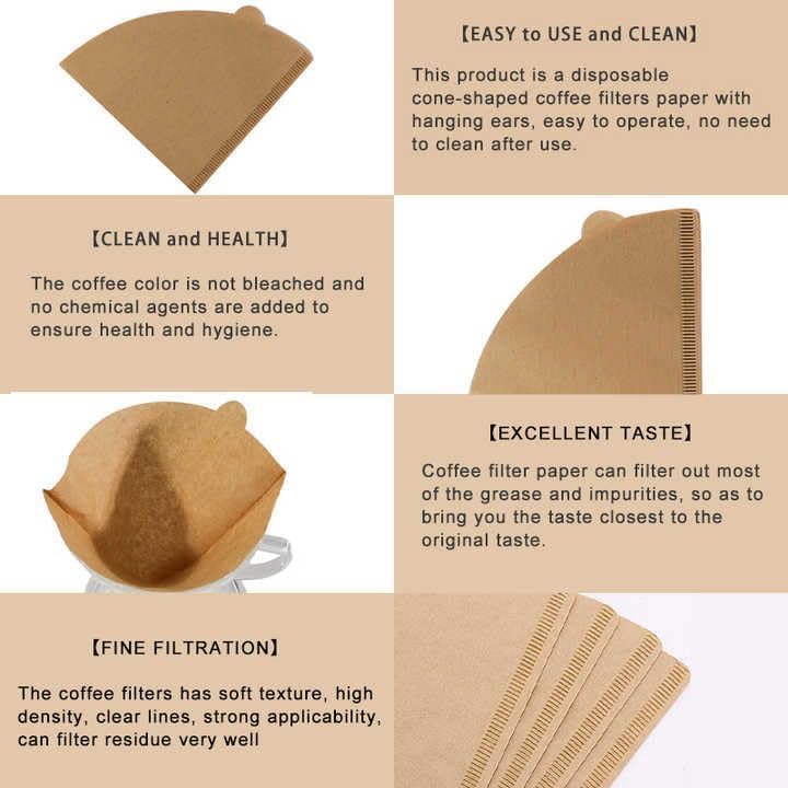 SEMITO Coffee Filters Size 02 Cone Filters Disposable Natural Paper Filters 24 Cup For Pour Over and Drip Coffee Maker Unbleached Wood Pulp Paper Coffee Filter for Pour Over and Drip Coffee Maker - Image 3