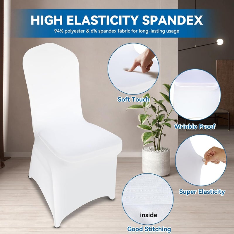 100 Pieces White Chair Covers - Stretch Polyester Spandex Slipcovers for Events - Image 3